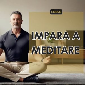 un uomo sta meditando seduto su un tappeto